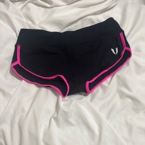 Sleek Black and Pink Women's Athletic Shorts